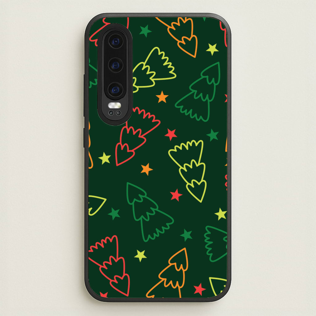 Colourful Christmas Tree Outlines Pattern Huawei P30 Case
