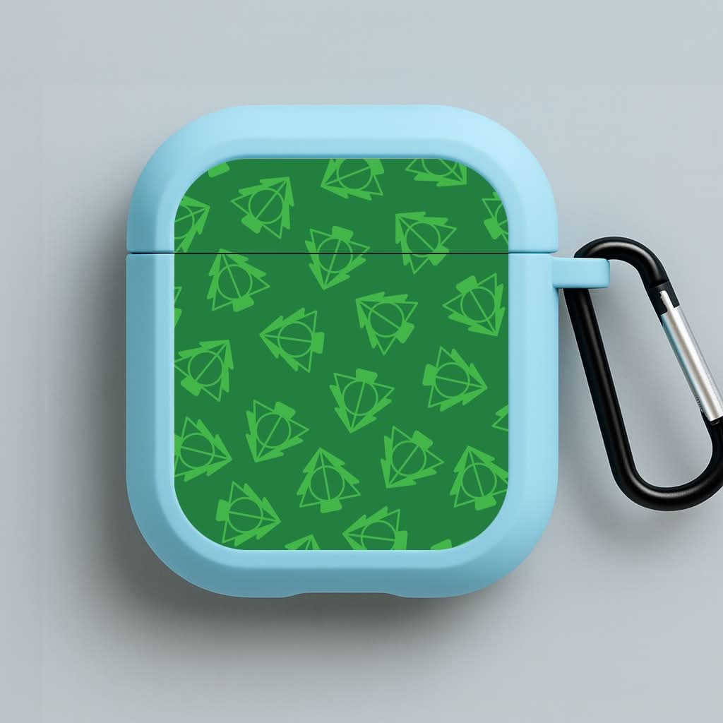 Christmas Tree Wizard Icon Pattern Blue AirPods Case