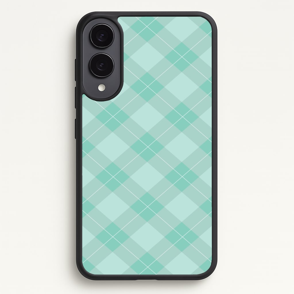 Light Cyan Tartan Christmas Pattern Galaxy S25 Edge Case