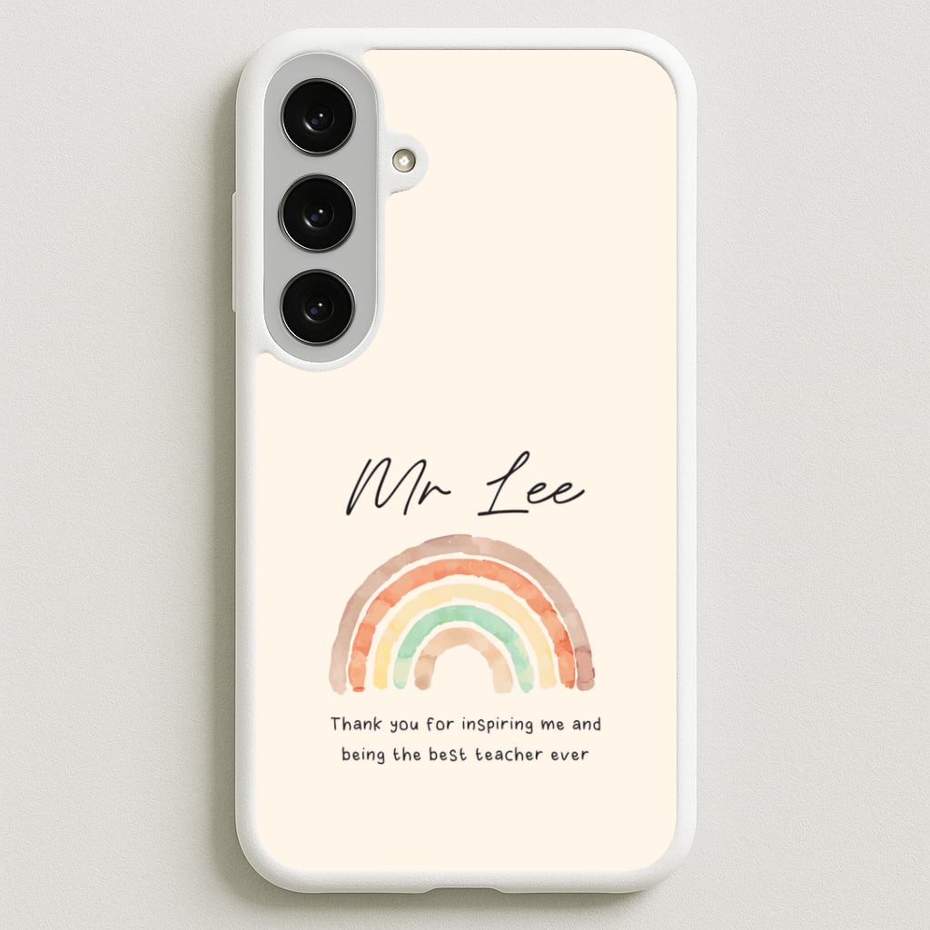 Biege Personalised Teacher Rainbow Galaxy S25FE Case