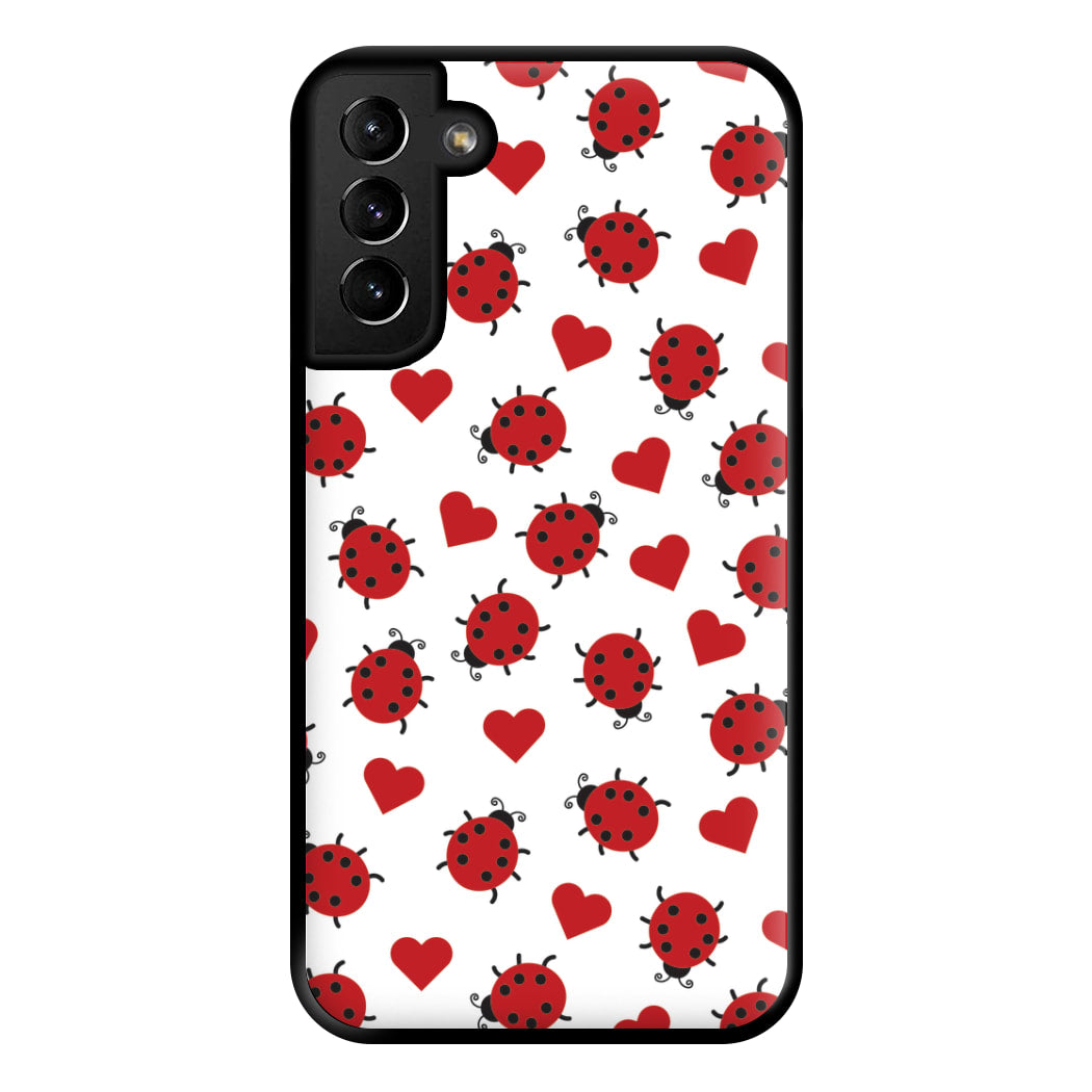 Ladybugs And Hearts Pattern Galaxy S21 Case