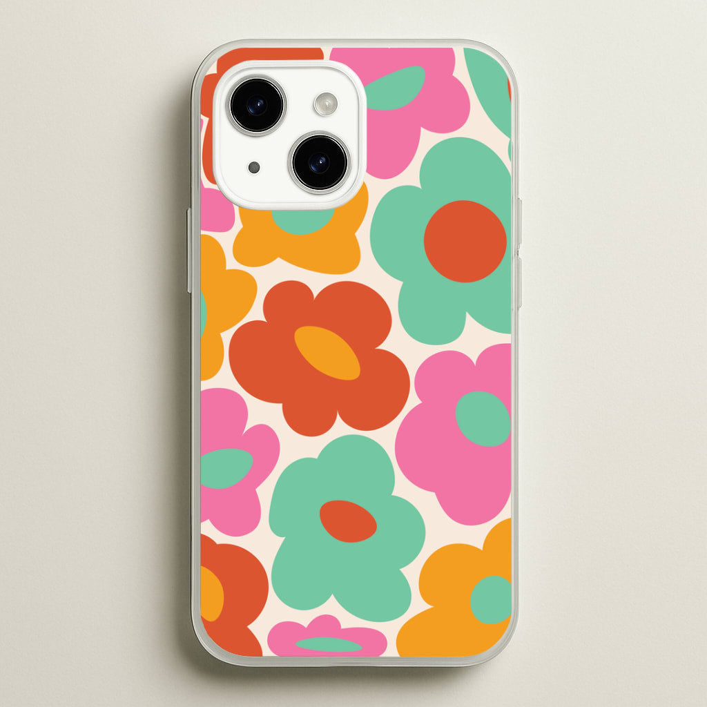 Abstract Trippy Retro Flowers iPhone 14 Case