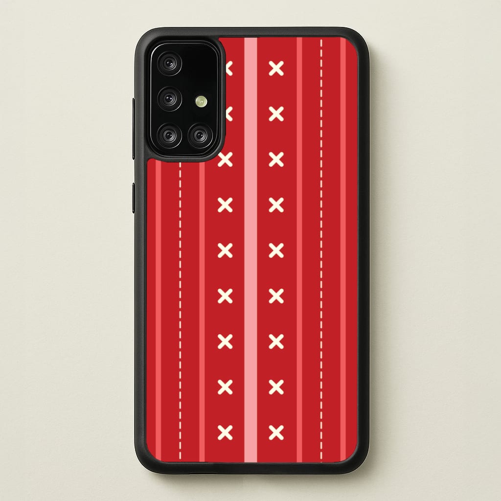 Stripes And Stitches Red Christmas Pattern Galaxy A71 Case