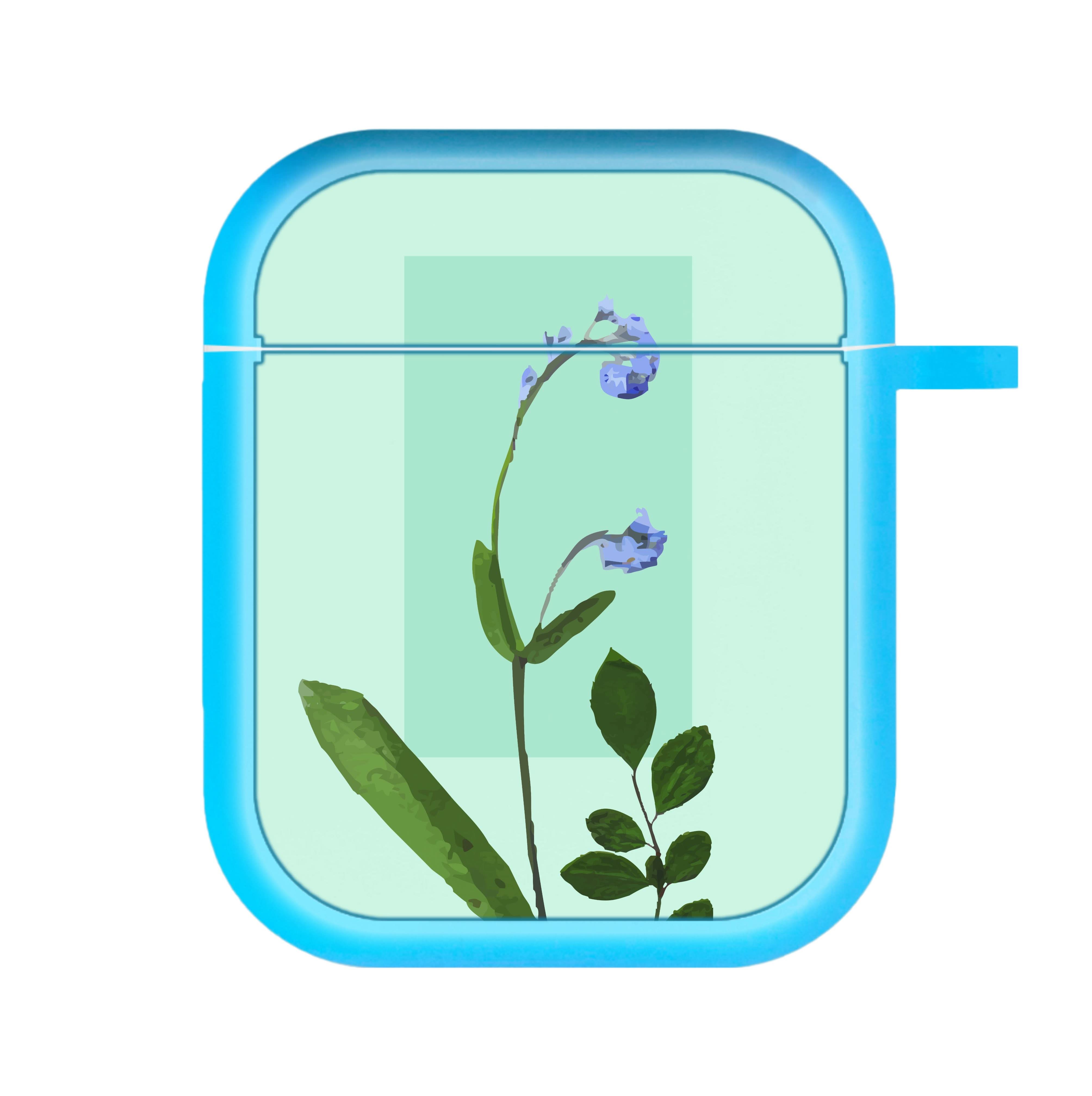 Abstract Blue Pressed Flower AirPods Case