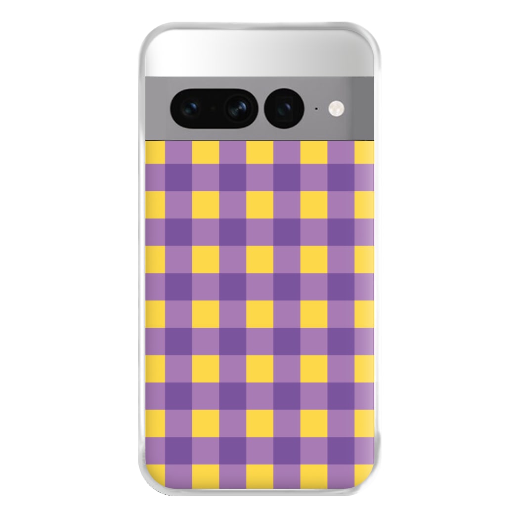 Purple And Yellow Checkered Pattern Google Pixel 7 Pro Case