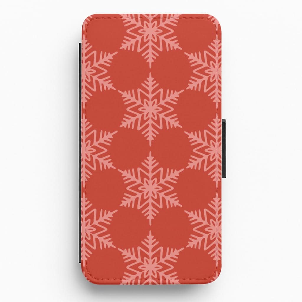 Red Giant Snowflakes Christmas Pattern Flip / Wallet Phone Case