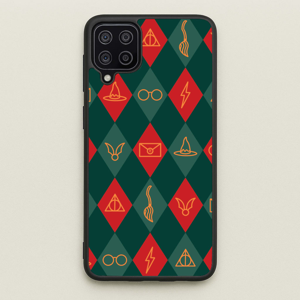Christmas Wizard Icons Argyle Pattern Galaxy A12 Case