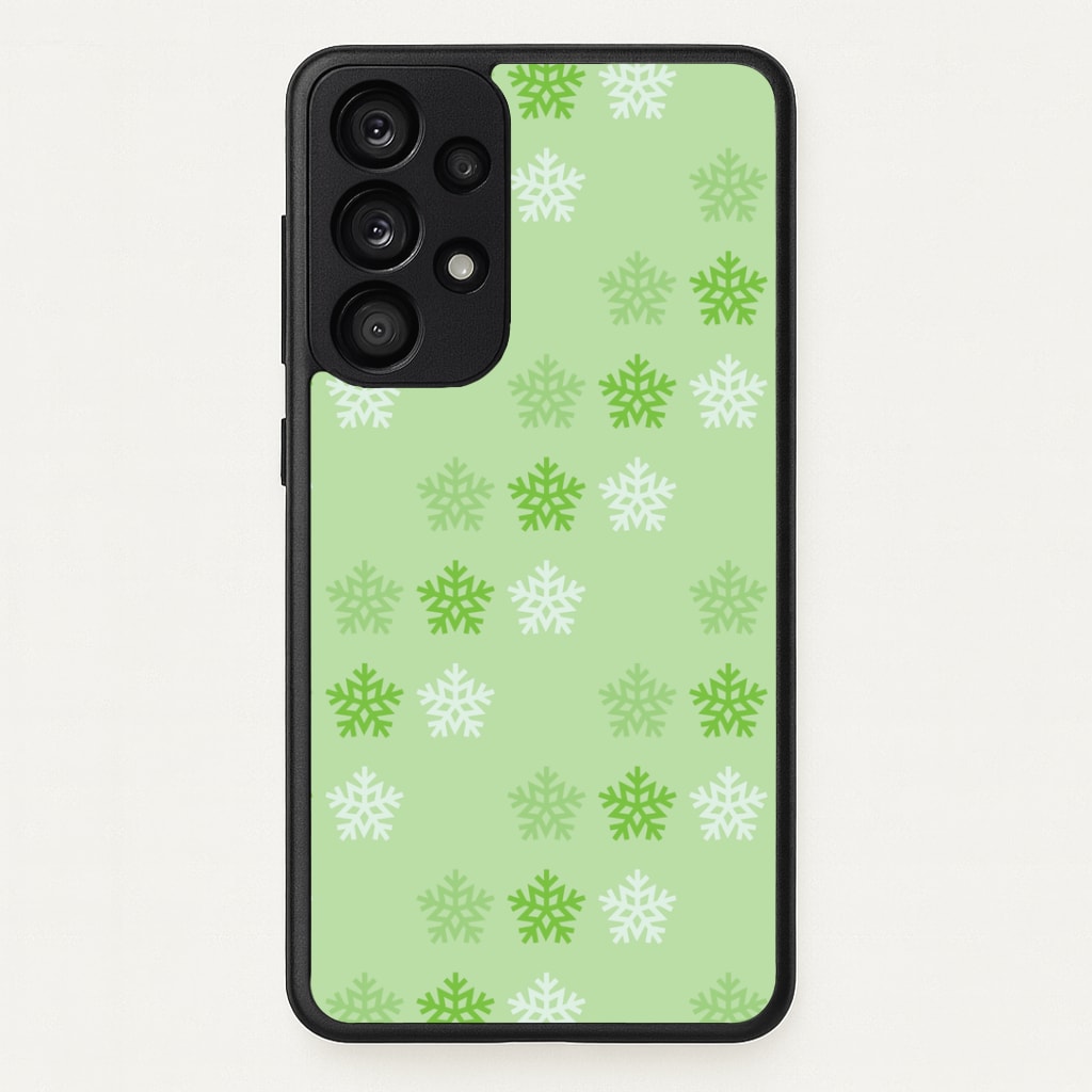 Green Slowflakes Christmas Pattern Galaxy A53 Case