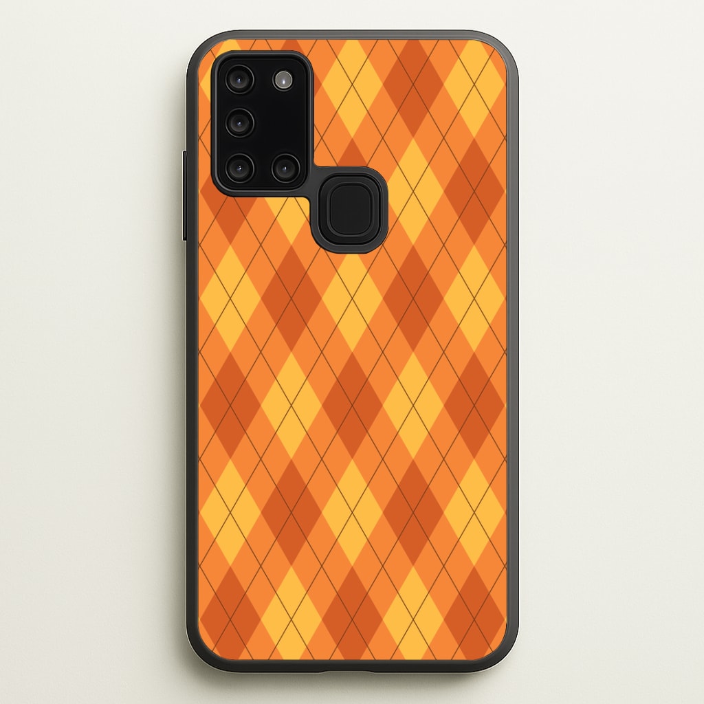 Orange Argyle Pattern Galaxy A21s Case