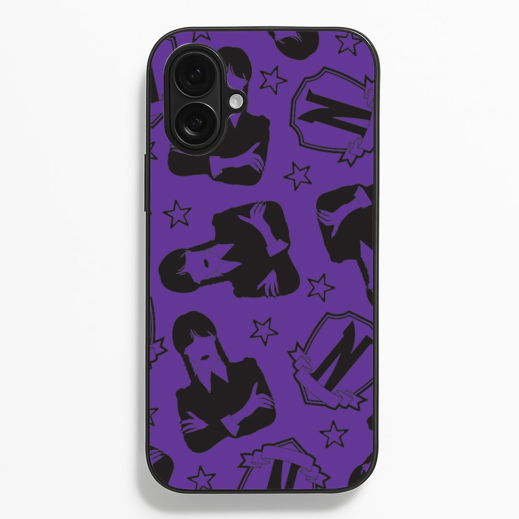 Wednesday Pattern iPhone 16 Plus Case