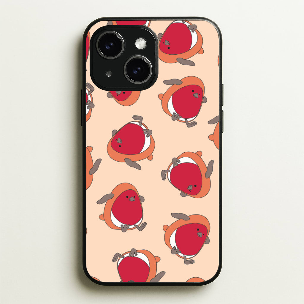 Christmas Robin Plush Pattern iPhone 14 Plus Case