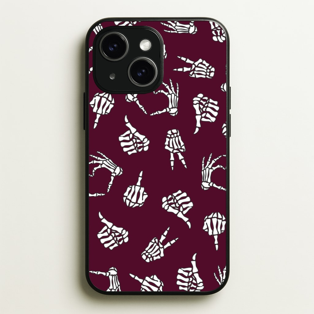 Skeleton Hands Pattern iPhone 14 Plus Case