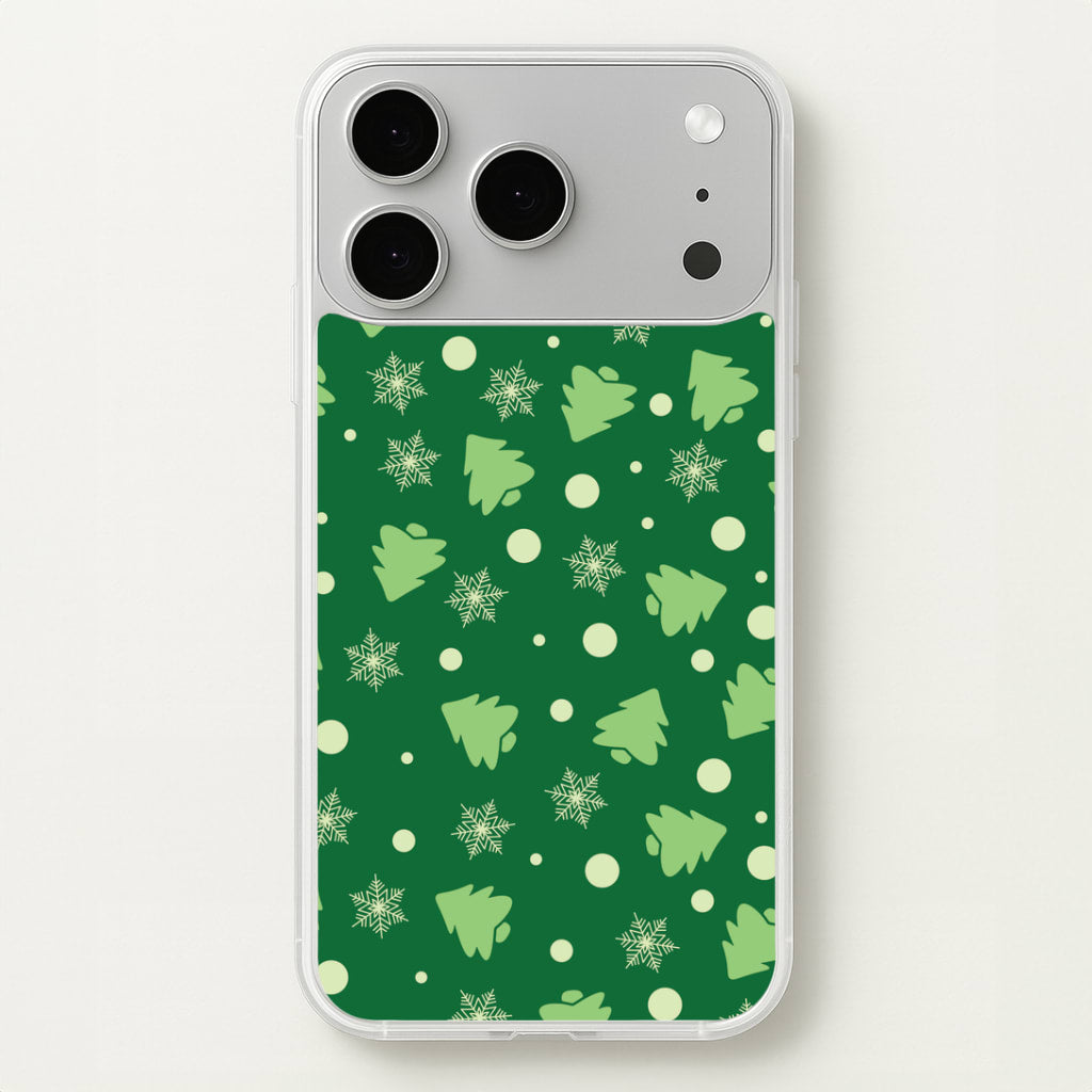 Cartoon Christmas Trees And Snowflakes Pattern iPhone 17 Pro Case
