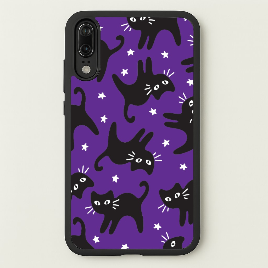 Cartoon Black Cats And Stars Pattern Huawei P20 Case