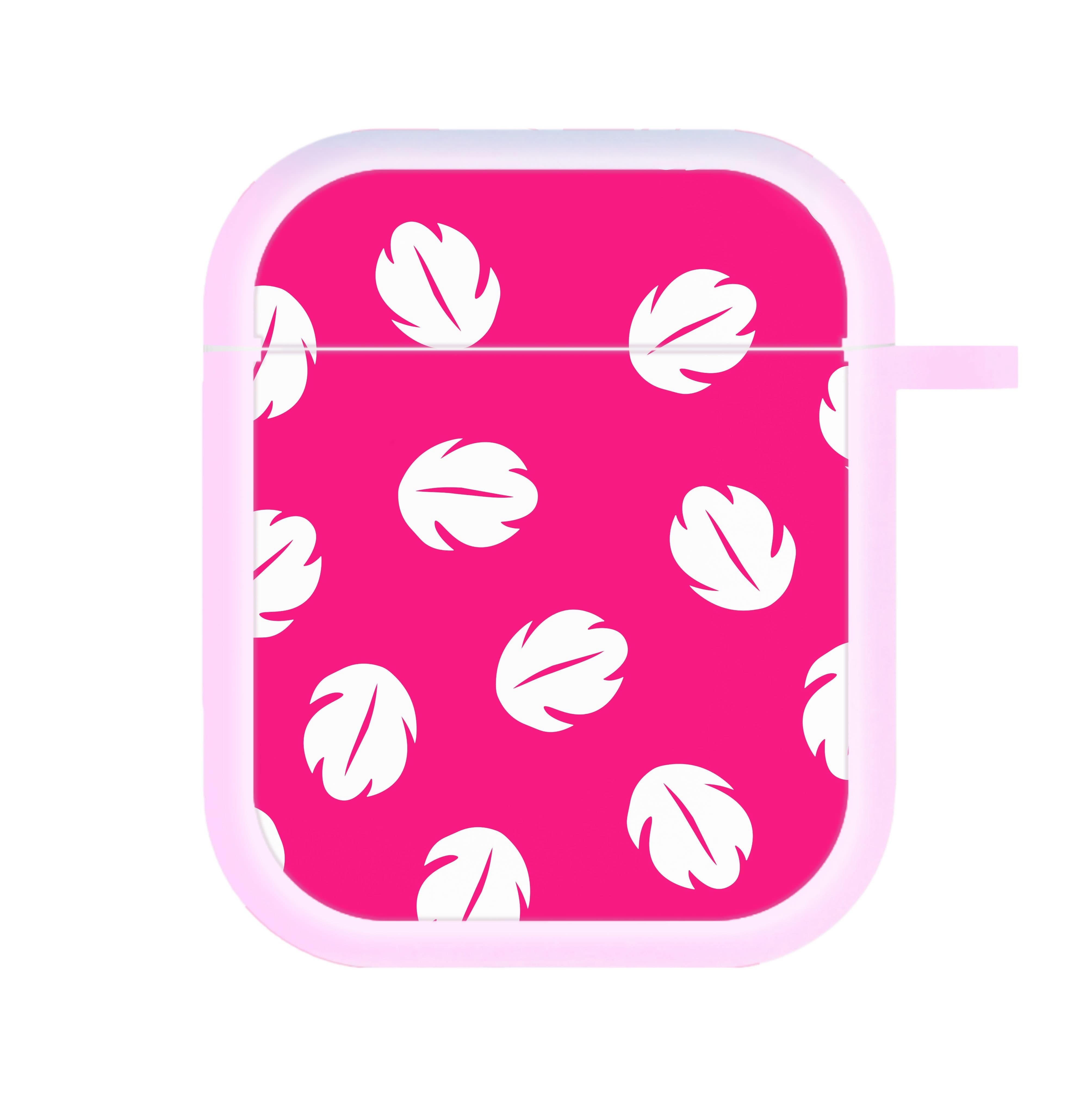 Red And White Cartoon Leaves Pattern AirPods Case