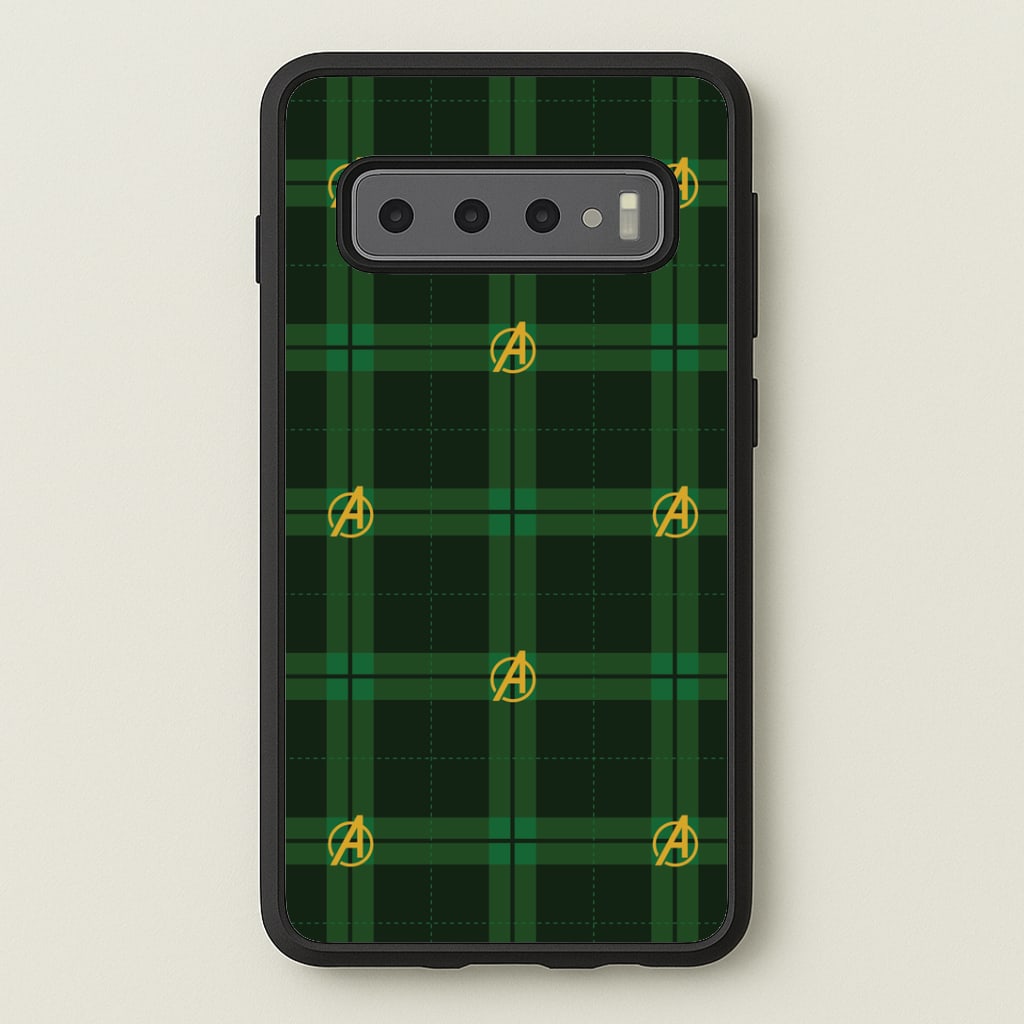 Superhero Team Green Tartan Pattern Galaxy S10 Plus Case