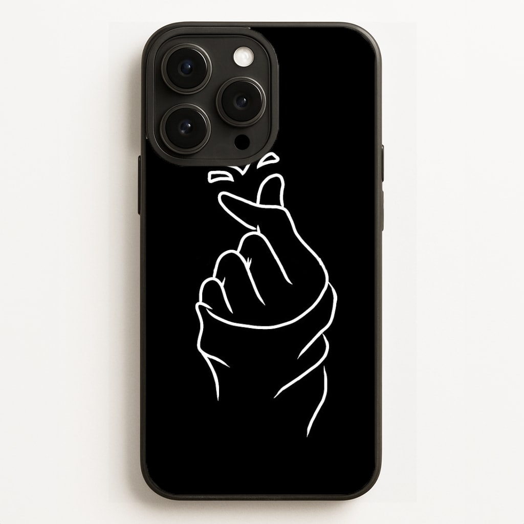 Cute Heart Finger Snap Black Phone Case for iPhone, Samsung Galaxy and Google Pixel