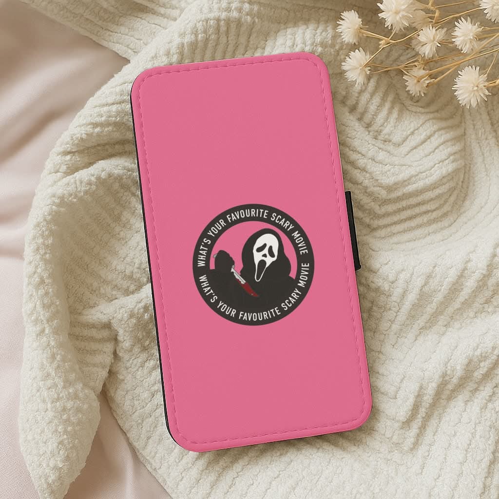 What's Your Favourite Scary Movie Badge Leather Phone Case