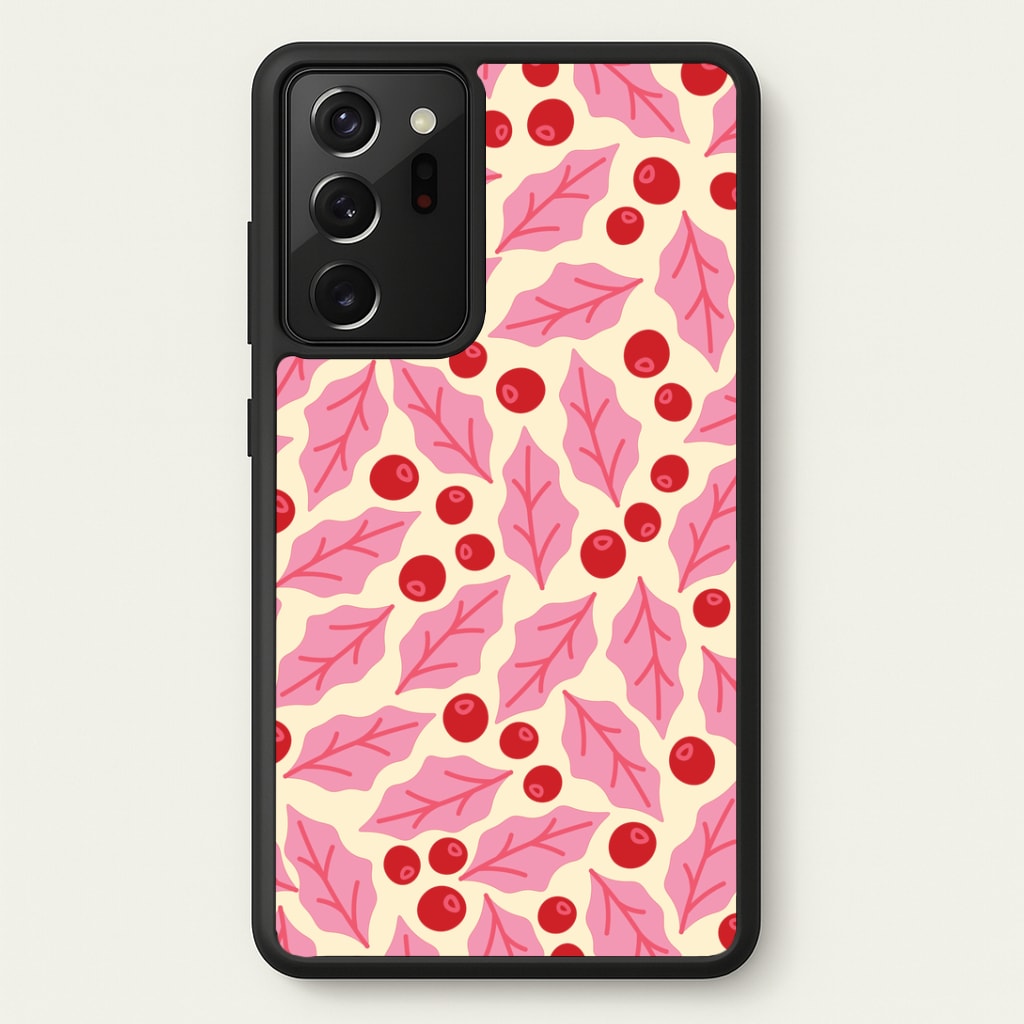 Pink Holly And Berries Pattern Galaxy Note 20 Ultra Case