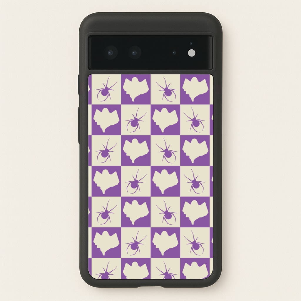 Spiders And Ghosts Checkered Pattern I Google Pixel 6 Case