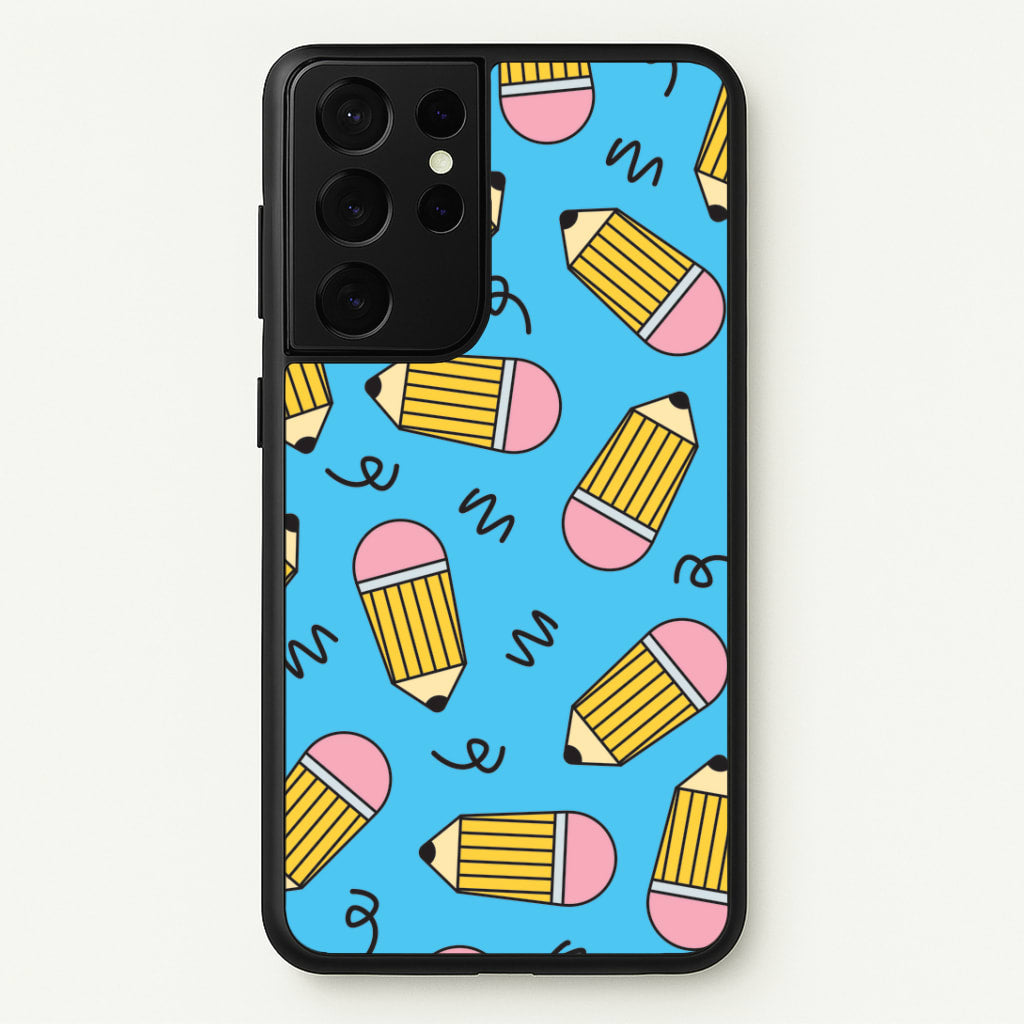 Pencils And Scribbles Pattern Galaxy S21 Ultra Case