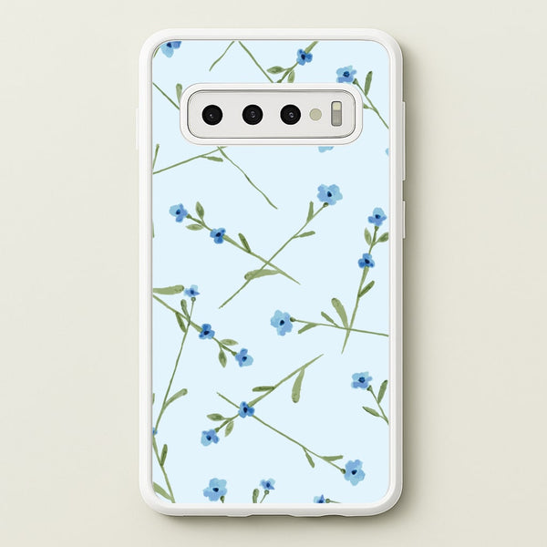 Baby Blue Floral Pattern Galaxy S10 Case