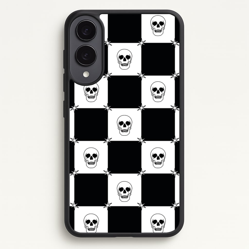 Checkered Skulls Pattern Galaxy S25 Edge Case