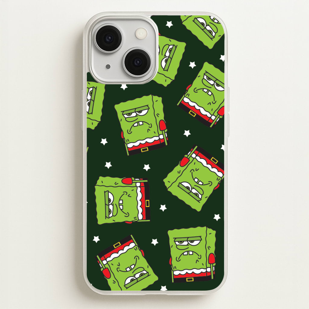 Grumpy Christmas Cartoon Sponge Pattern iPhone 13 Mini Case