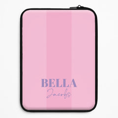 Pink Stripe Personalised Name Laptop Sleeve
