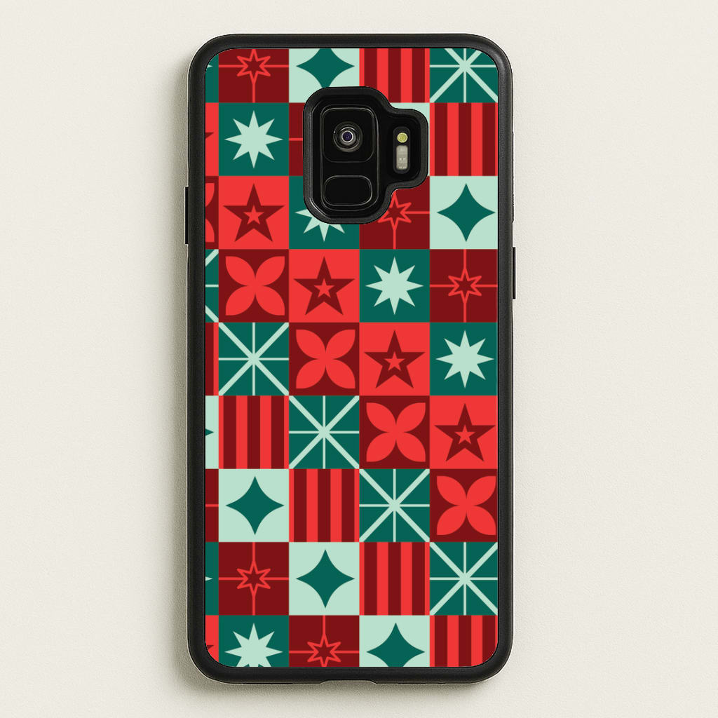 Geometric Square Christmas Pattern Galaxy S9 Case
