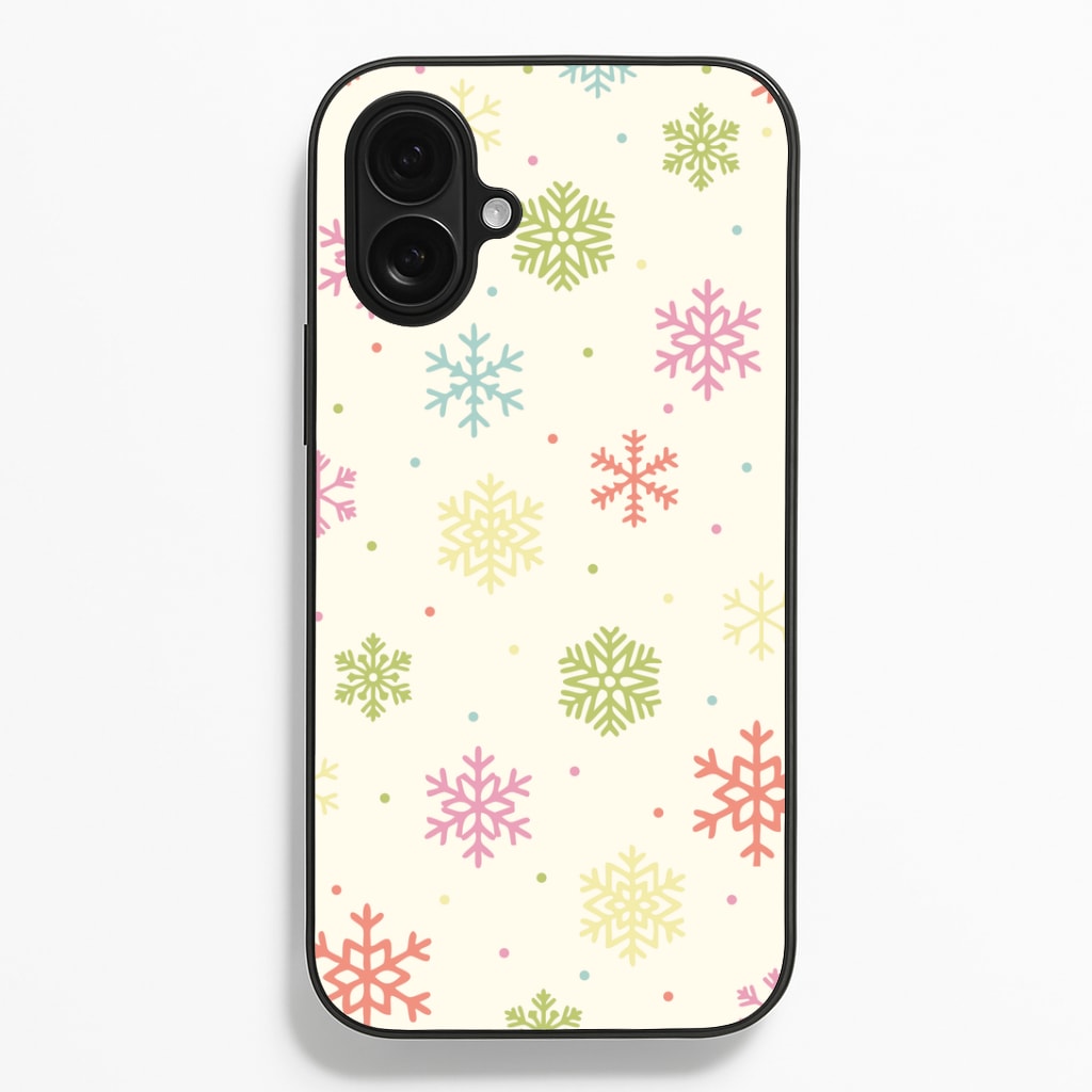 Pastel Snowflakes Pattern iPhone 16 Plus Case