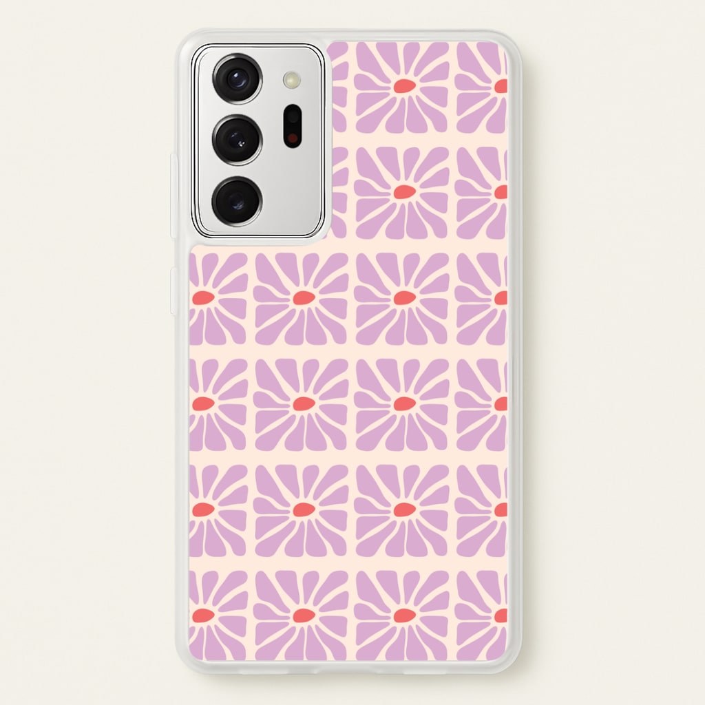 Square Abstract Flowers Mauve Galaxy Note 20 Ultra Case