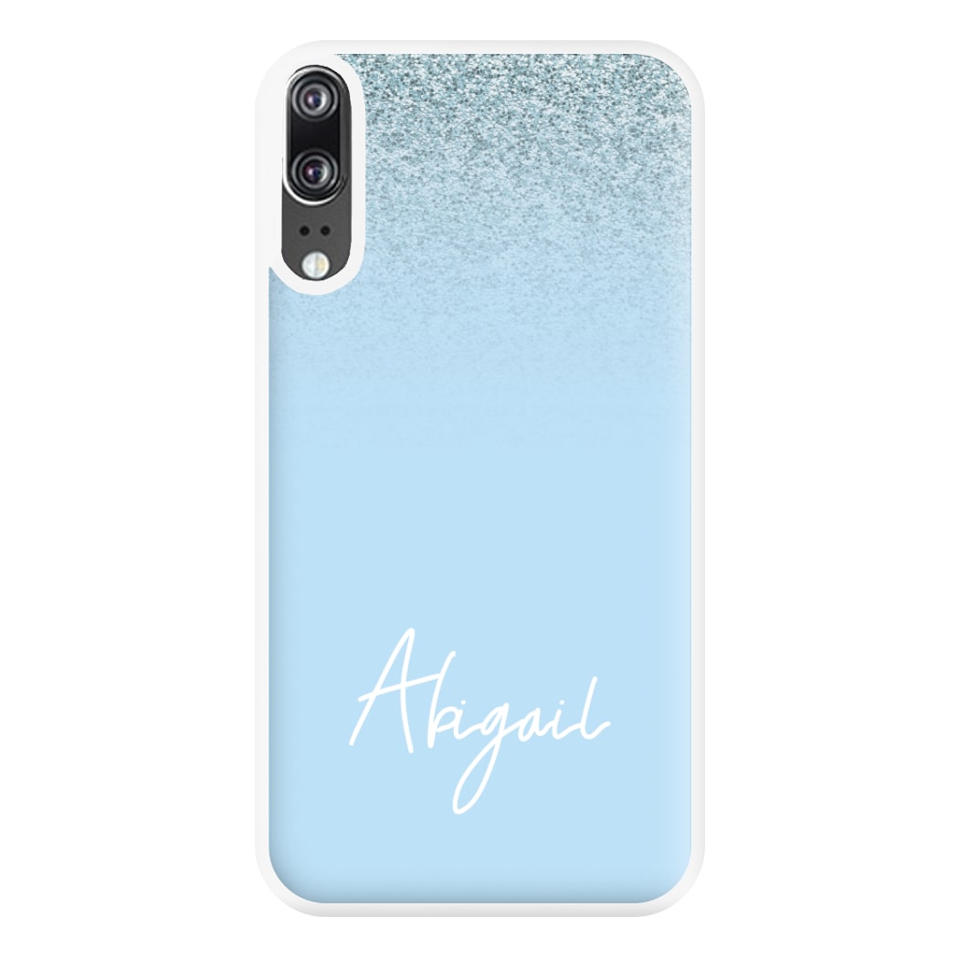 Blue Glitter Personalised Name Huawei P20 Case