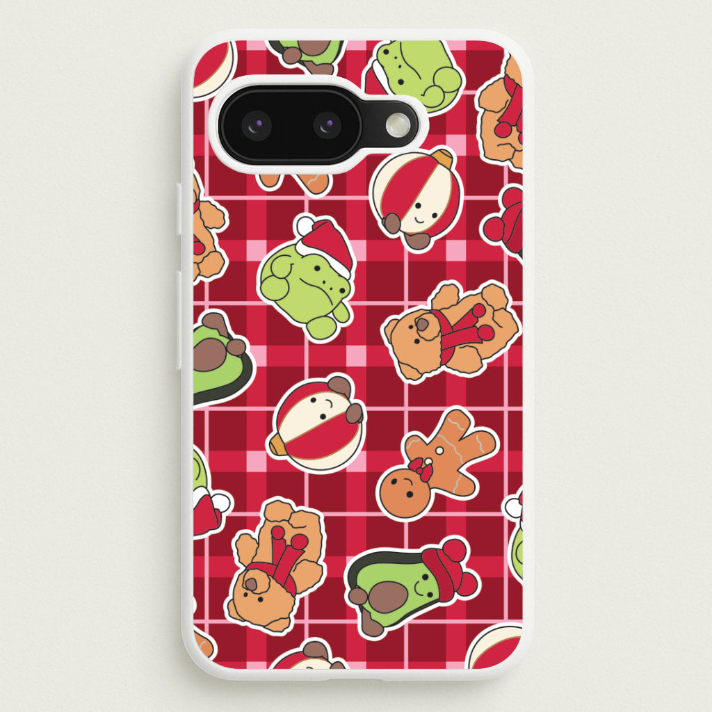 Christmas Plushies Tartan Pattern Google Pixel 9a Case