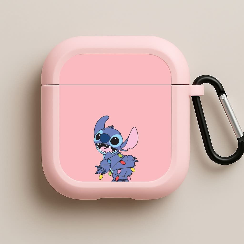 Cute Blue Alien Fairylights Pink AirPods Case