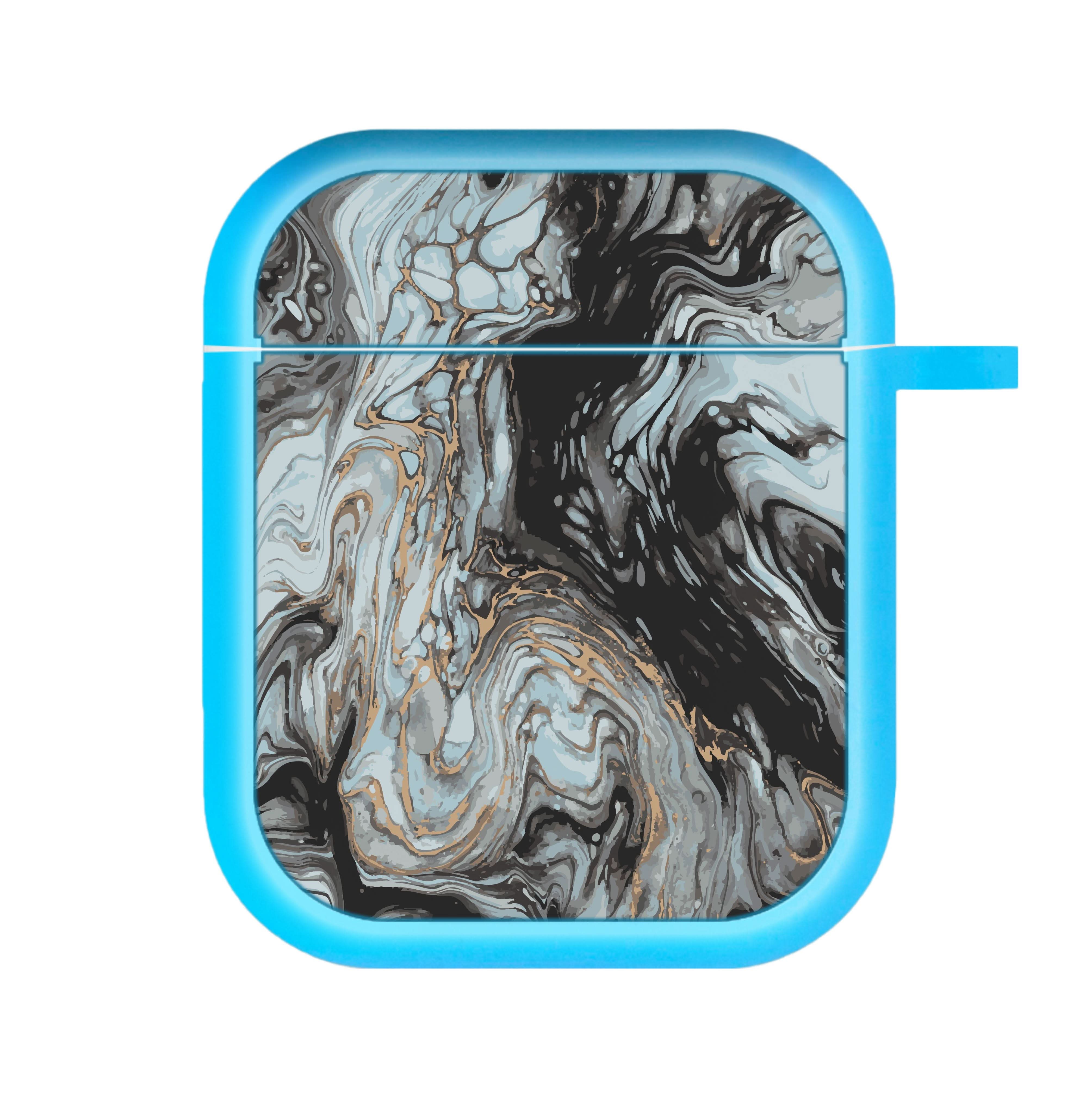 Black And Gold Cloudy Marble AirPods Case