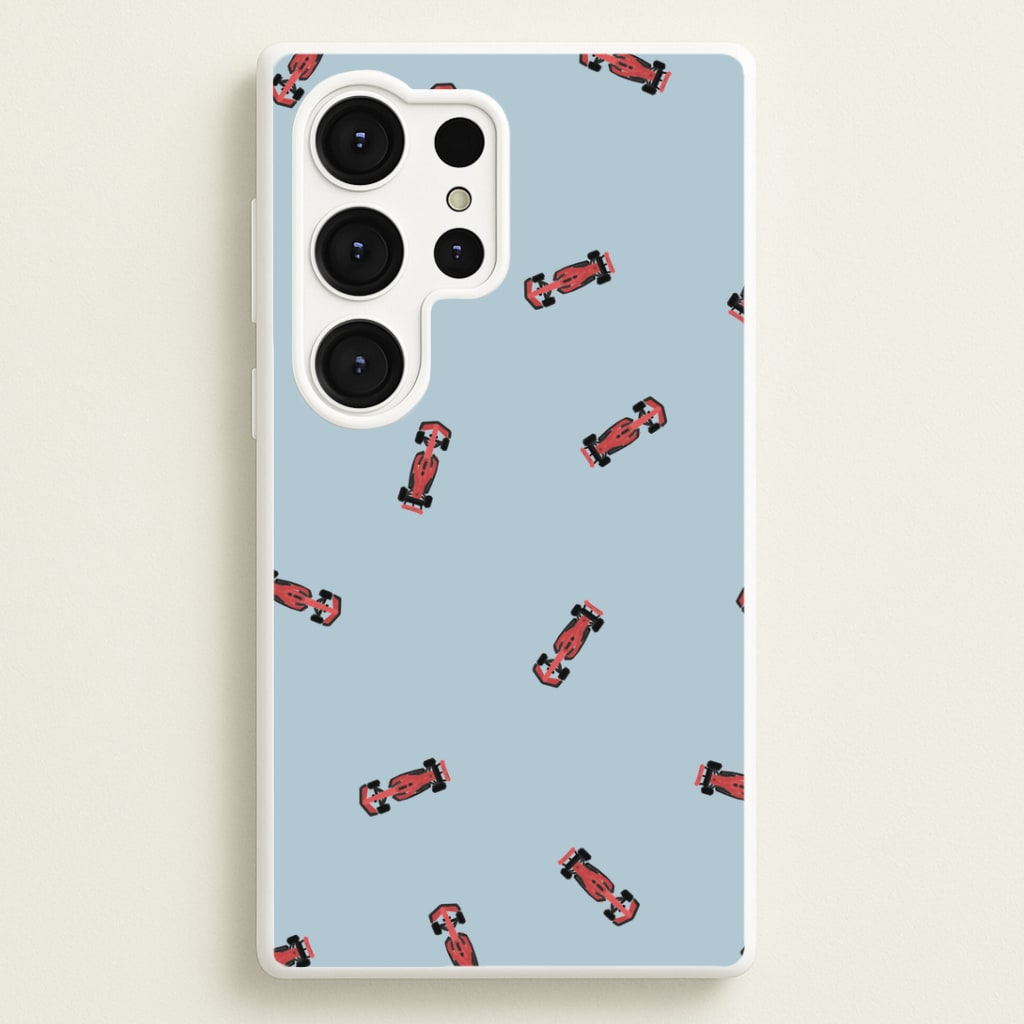 Race Cars Pattern Blue Galaxy S25 Ultra Case