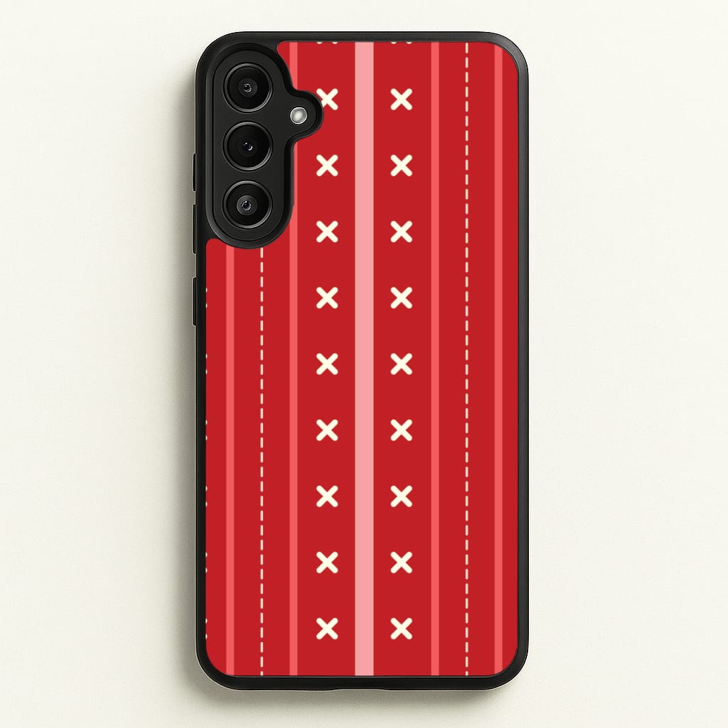 Stripes And Stitches Red Christmas Pattern Galaxy A36 Case