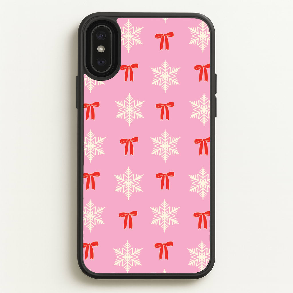 Coquette Bows And Snowflakes Pattern iPhone XS Max Case