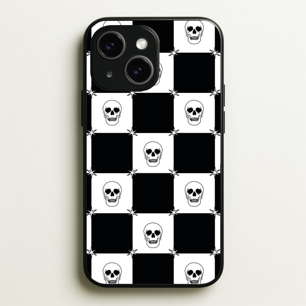 Checkered Skulls Pattern iPhone 15 Plus Case
