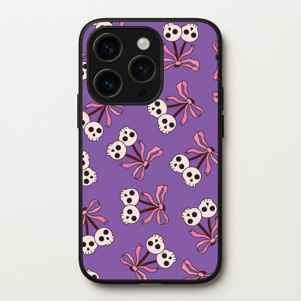 Cherry Skulls Pattern iPhone 15 Pro Case