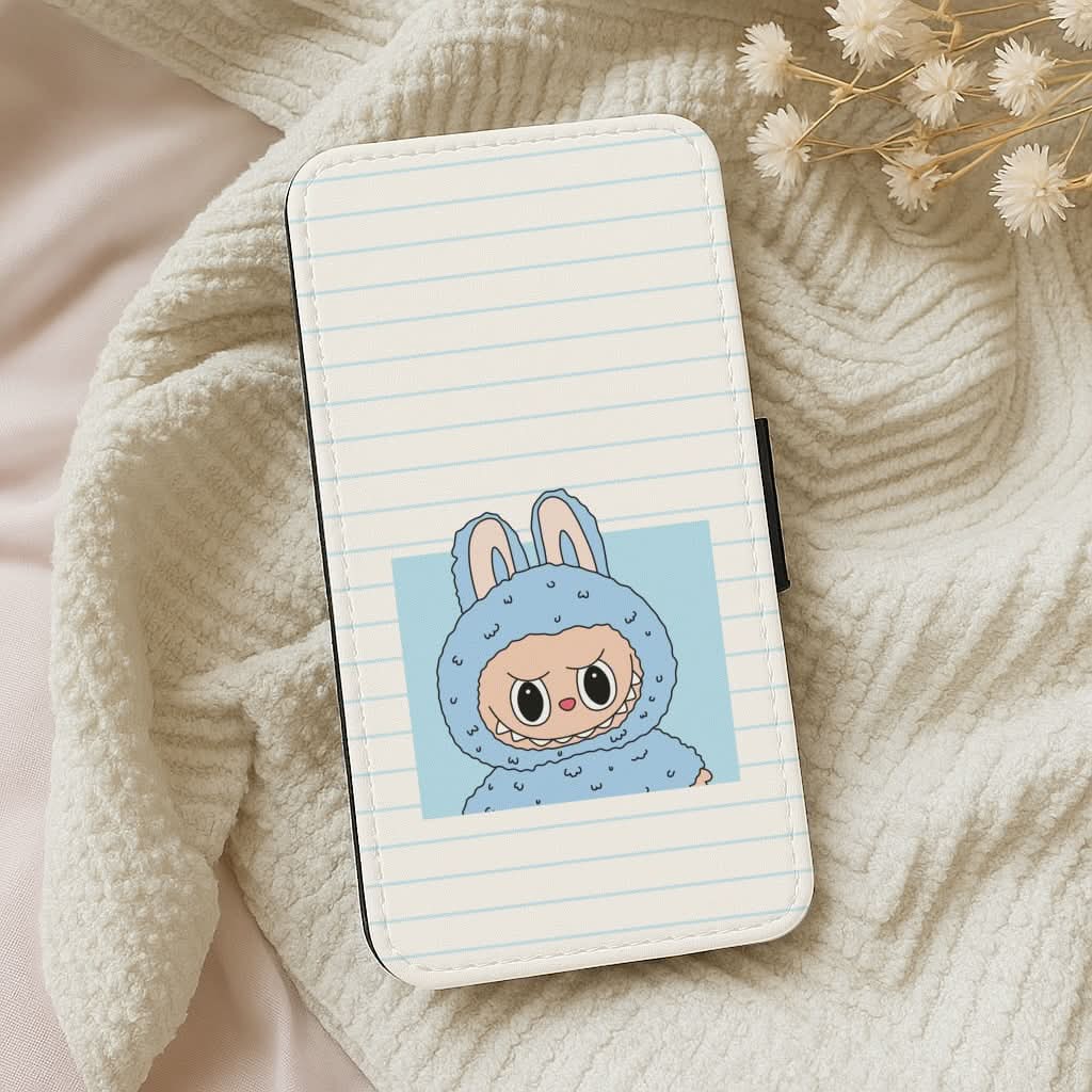 Cute Blue Notebook Monster Leather Phone Case