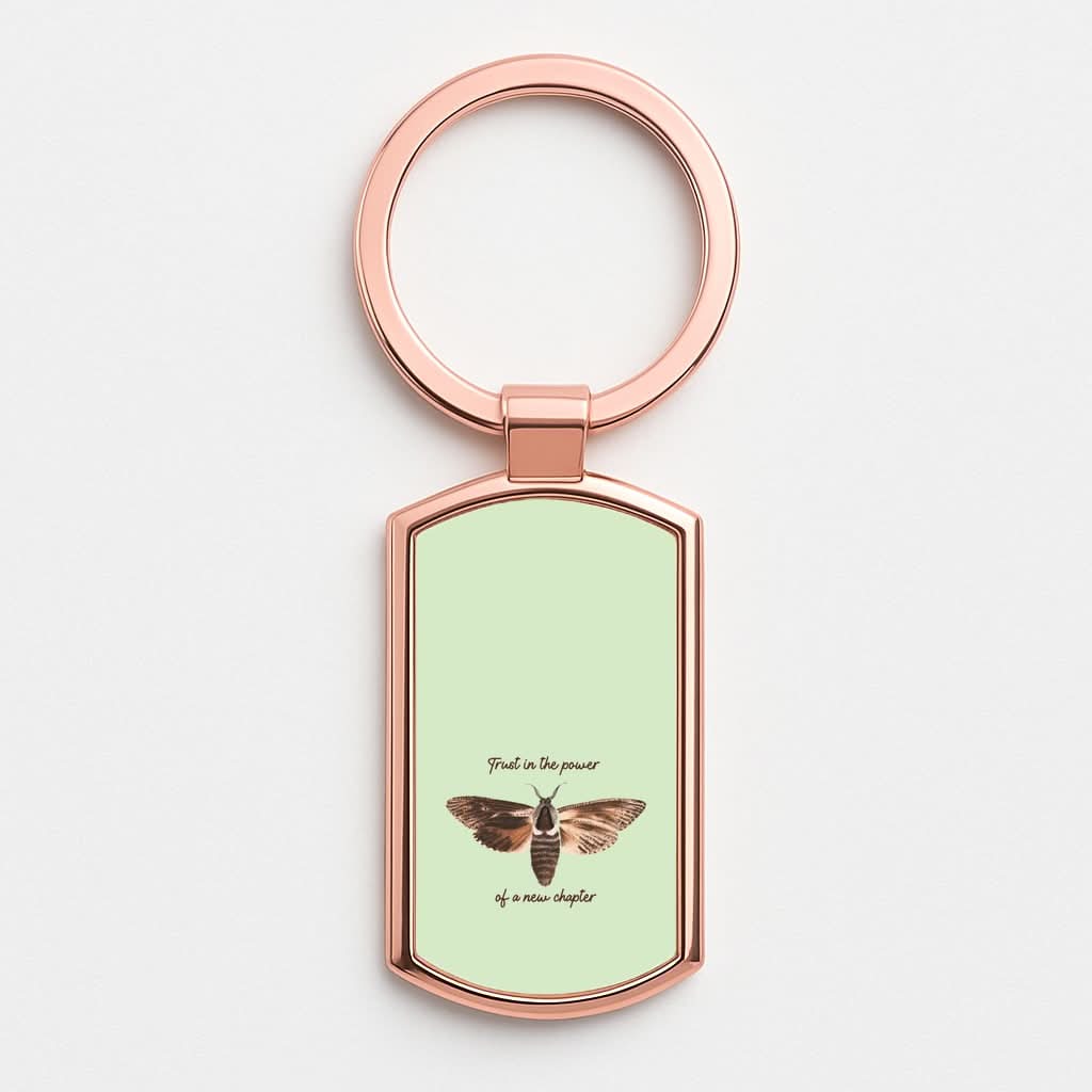 Trust In The Power Of A New Chapter Rose Gold Keyring