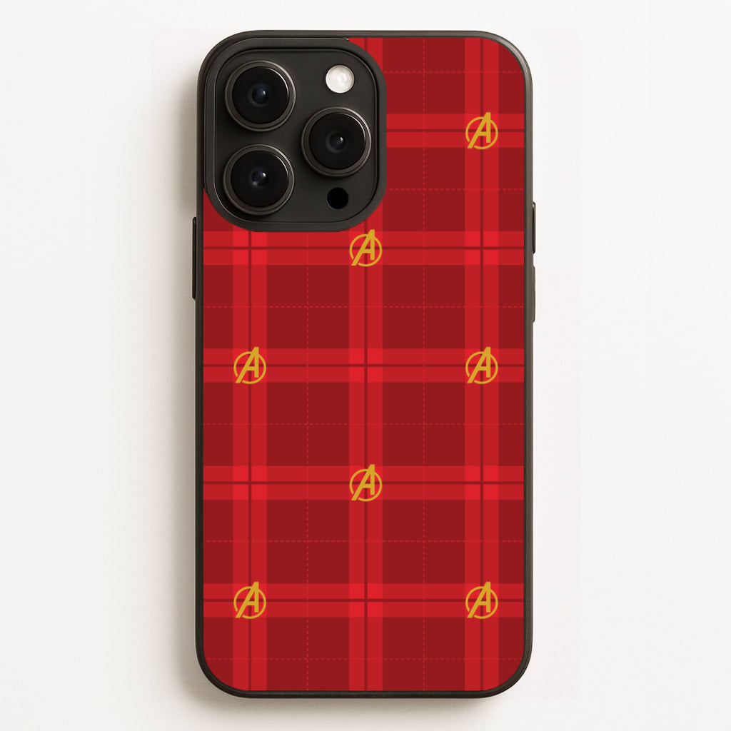 Superhero Team Red Tartan Pattern iPhone 12 Pro Max Case