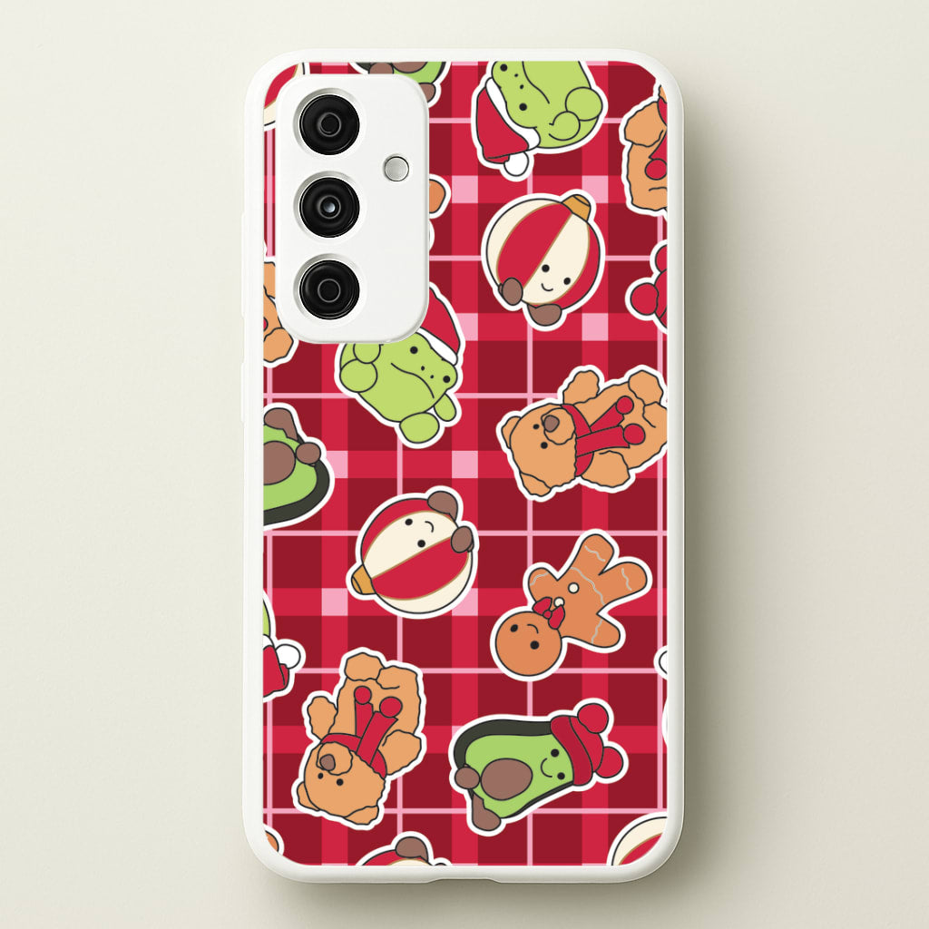Christmas Plushies Tartan Pattern Galaxy A55 Case