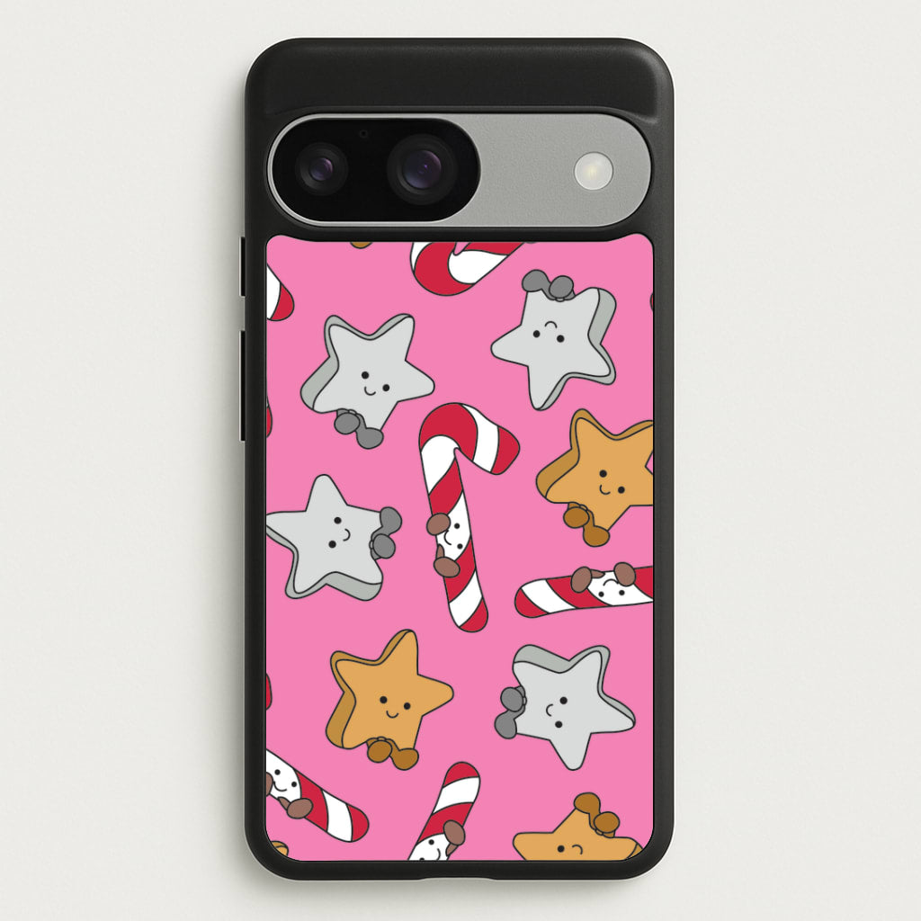 Pink Christmas Plushies Pattern Google Pixel 9 / 9 Pro Case