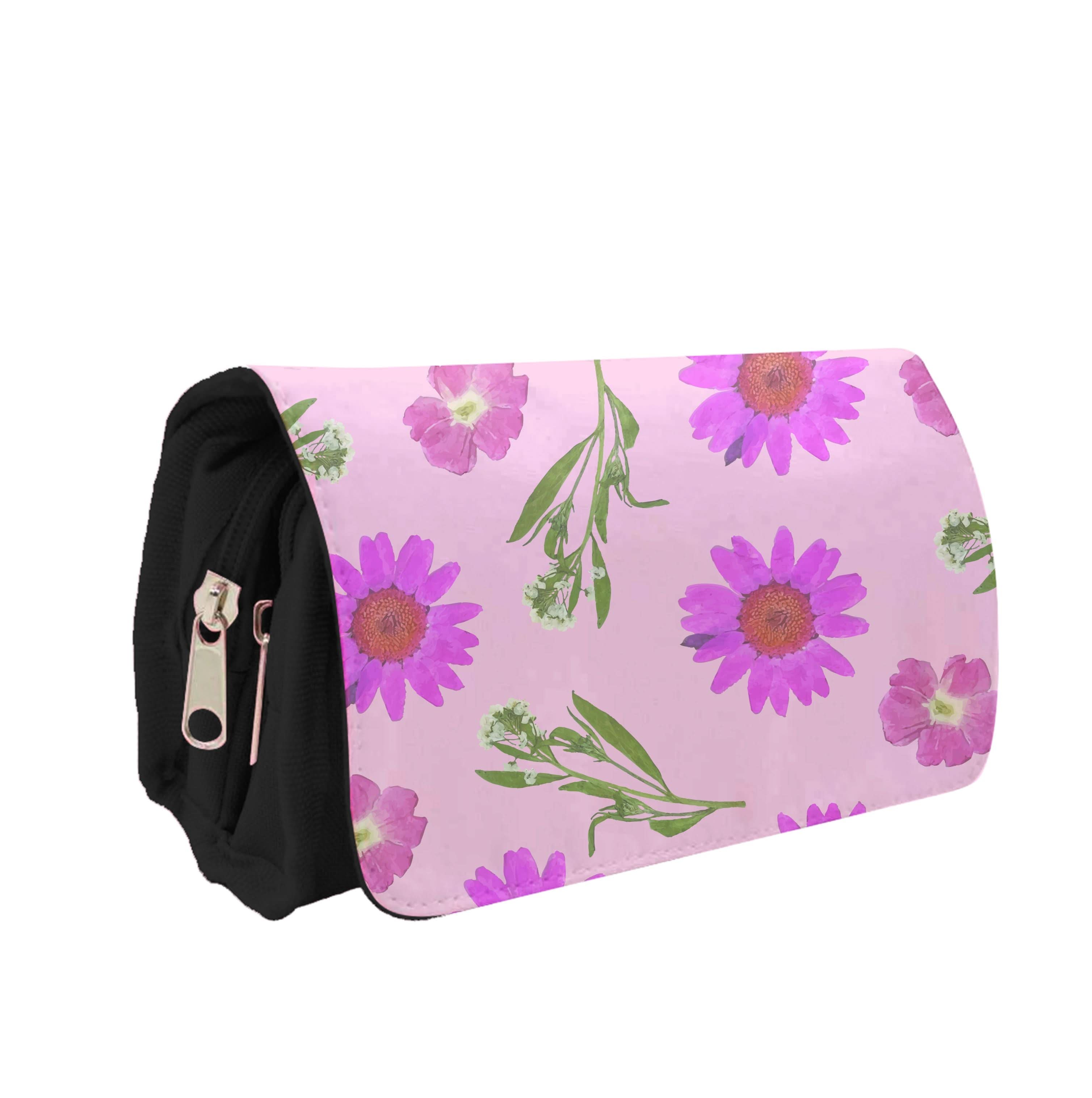 Pressed Pink Flowers Pattern Pencil Case