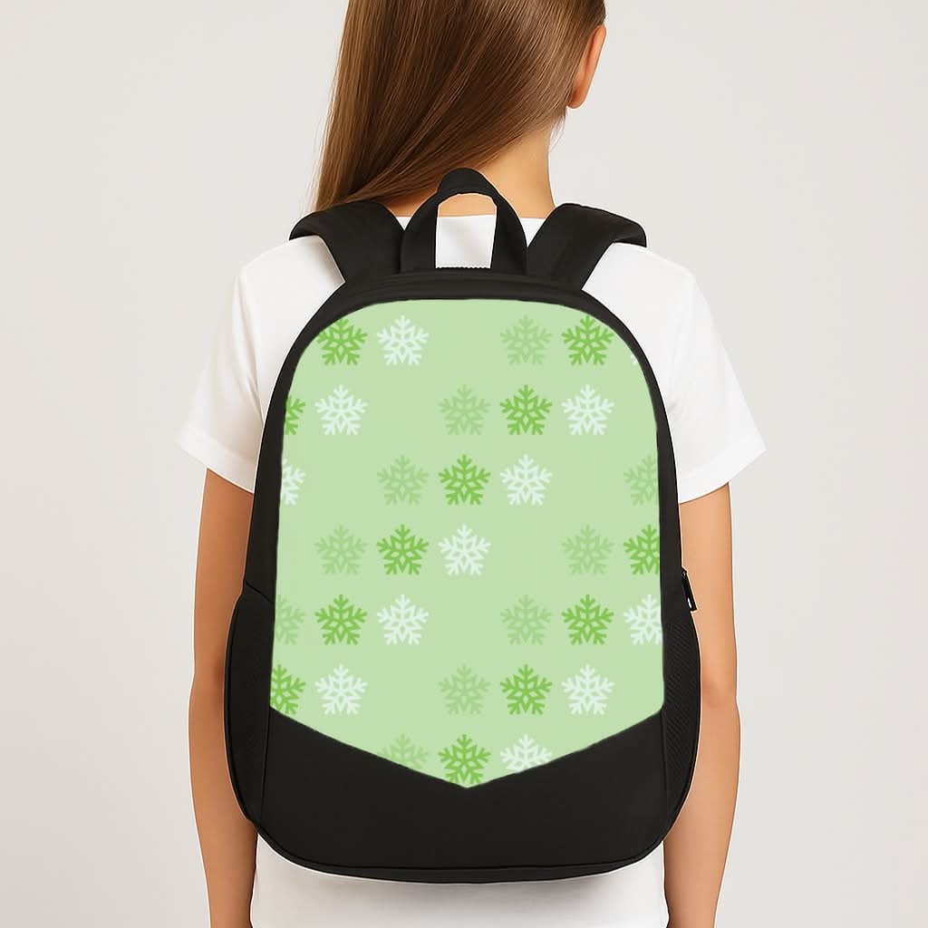 Green Slowflakes Christmas Pattern School Bag