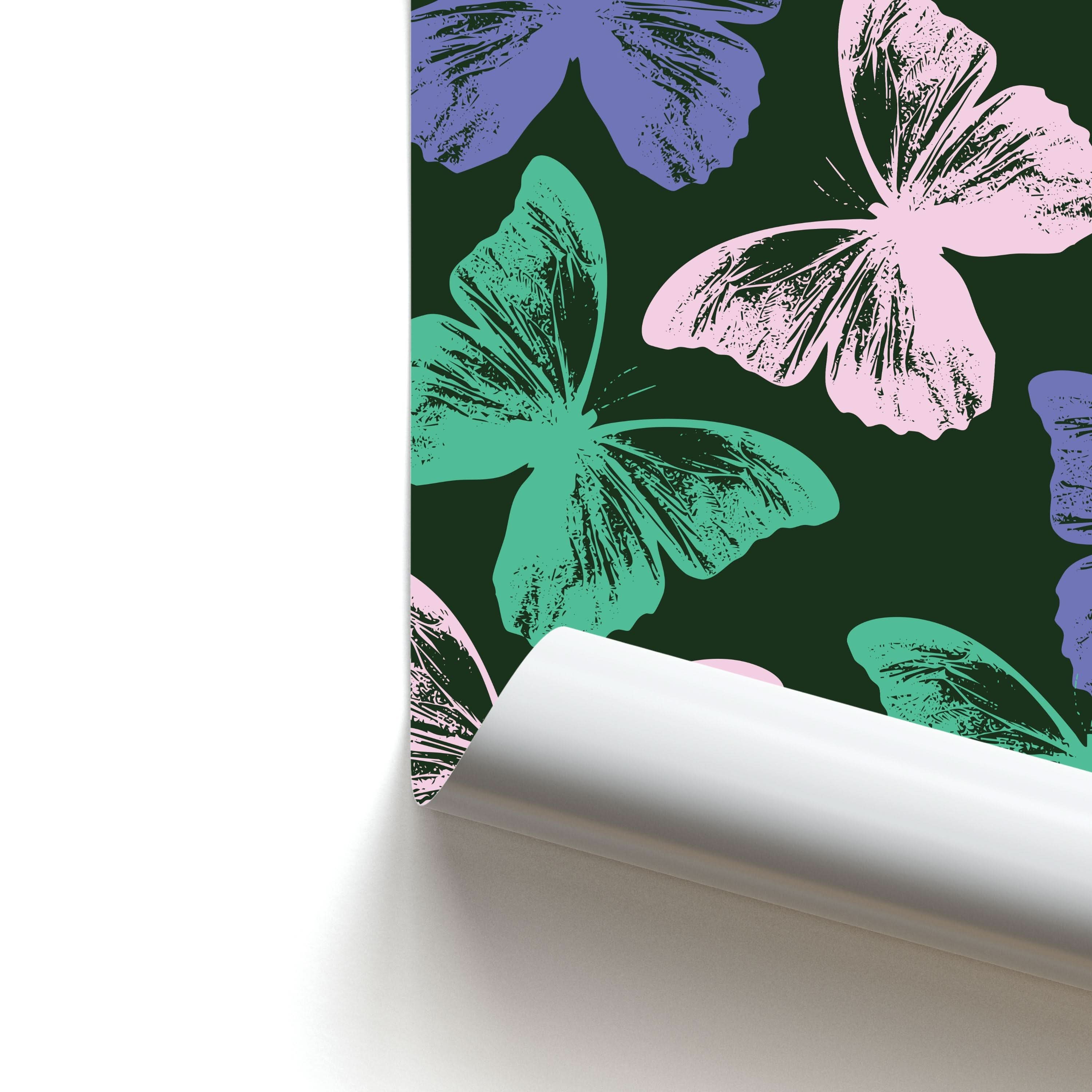 Colourful Butterfly Stamps Pattern Poster