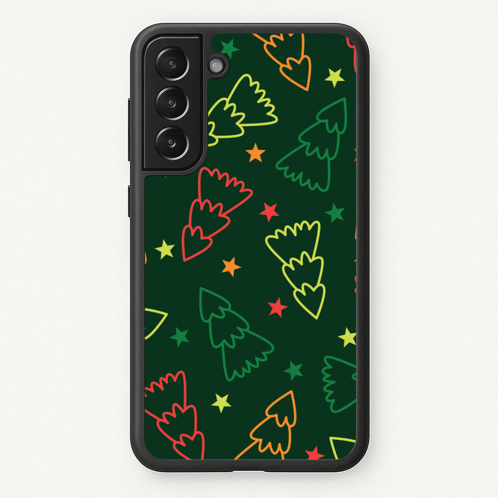 Colourful Christmas Tree Outlines Pattern Galaxy S22 Case